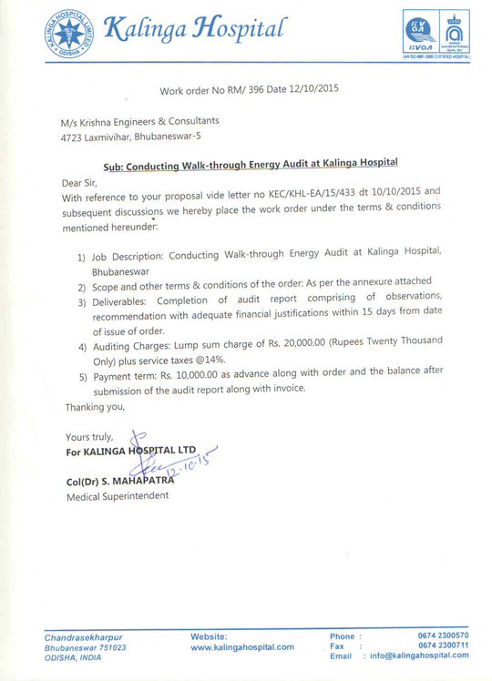 Kalinga Hospital Energy Audit PO
